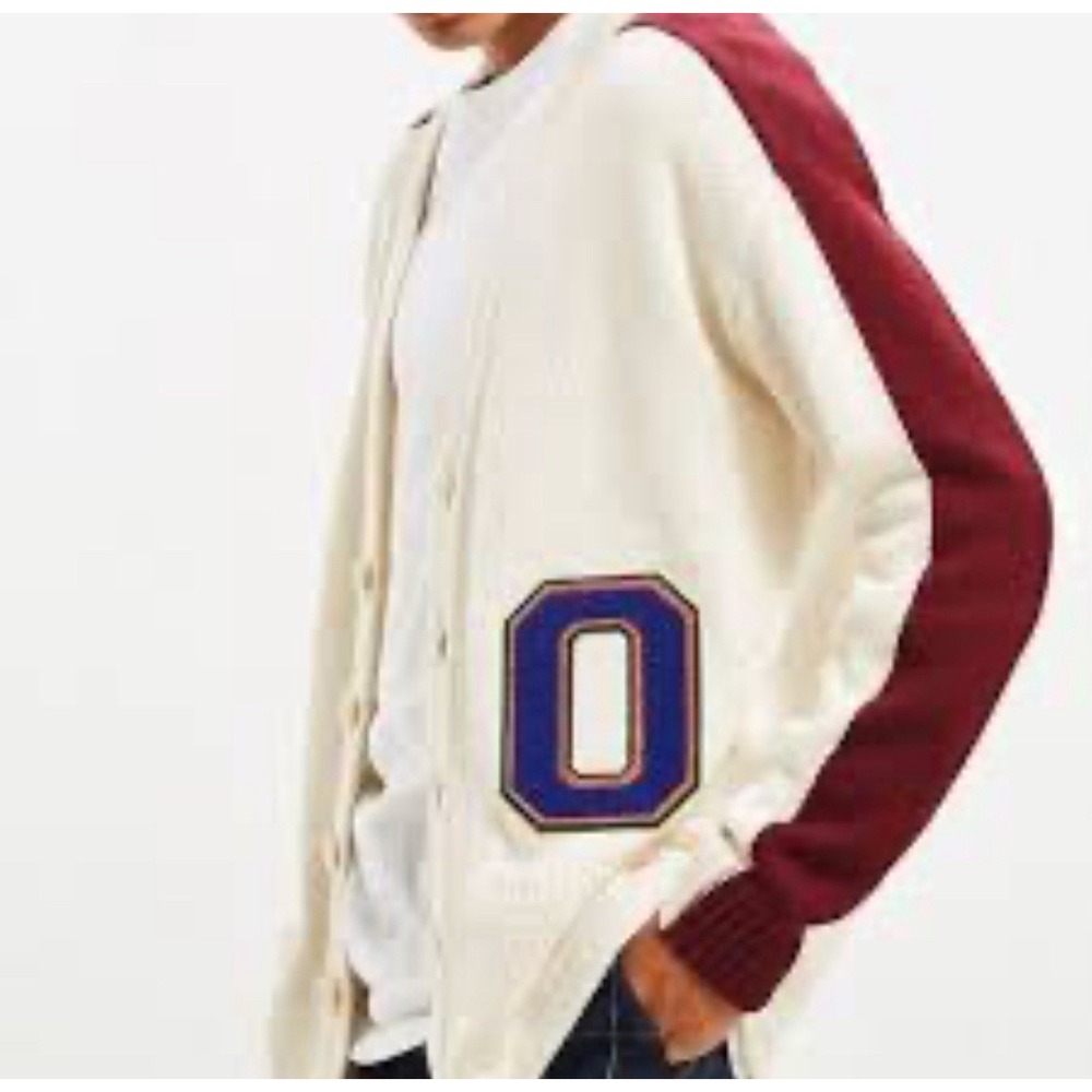 Urban Outfitter Men's Sz: M "O" Letterman Patch Preppy Cardigan. Button Close